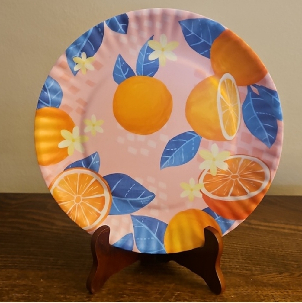 Citrus Pattern Decorative Melamine Plate - Pink & Orange